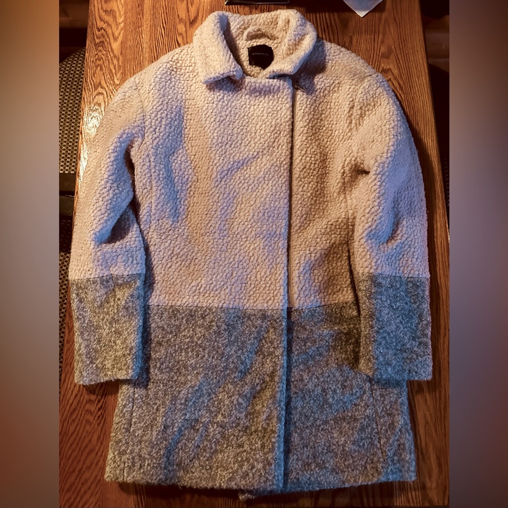 Wool Blend Pink & Heather Grey Colour Block Teddy Zip up Jacket XS